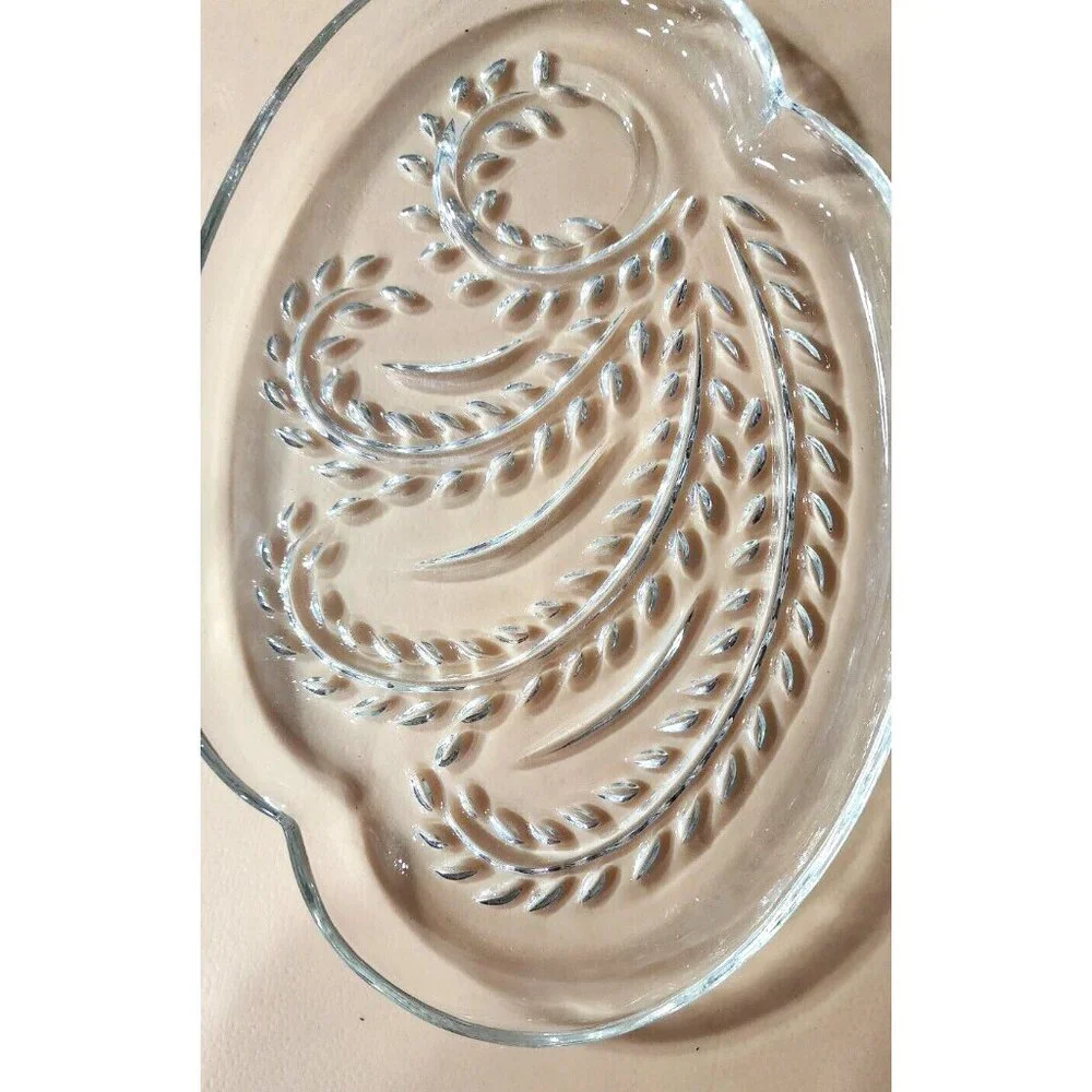 Vintage 1950'sFederal Glass Homestead‎ Hospitality Snack Trays Plates Set of 4